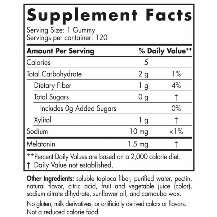 Supplement Facts, Nordic Naturals, Zero Sugar Melatonin 120 Gummies