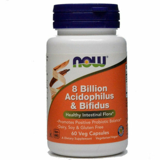 NOW 8 Billion Acidophilus & Bifidus, 60 capsules, front of bottle