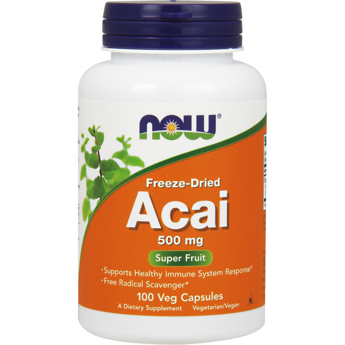 NOW Acai 500 mg, 100 veg capsules, front of bottle