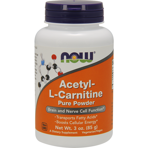NOW Acetyl-L Carnitine Powder, 3 oz, front of jar