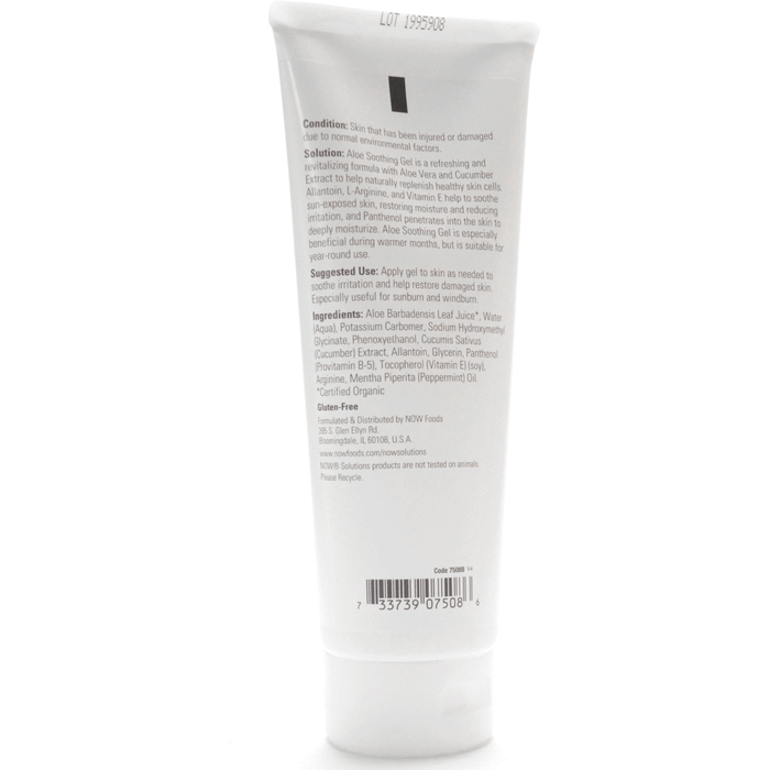 NOW Aloe Soothing Gel 8 oz back label