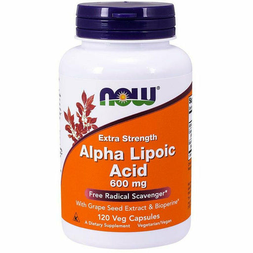 NOW Alpha Lipoic Acid 600 mg, 120 veg capsules, front of bottle