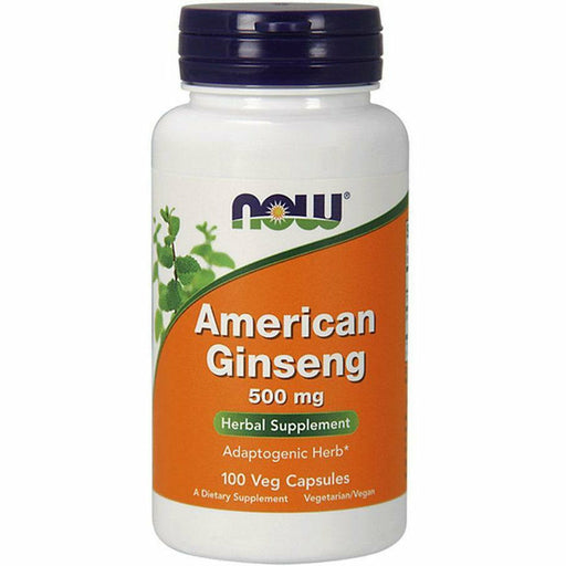 NOW American Ginseng 500 mg, 100 capsules, front of bottle