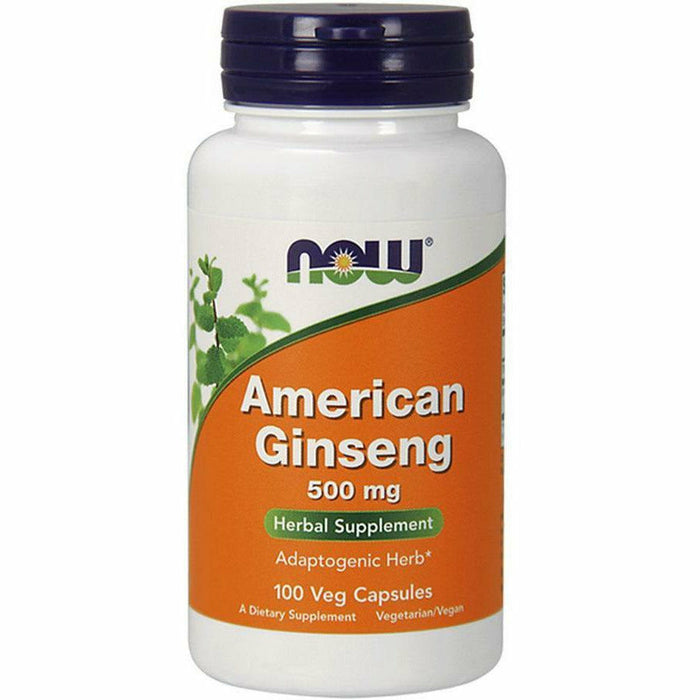 NOW American Ginseng 500 mg, 100 capsules, front of bottle