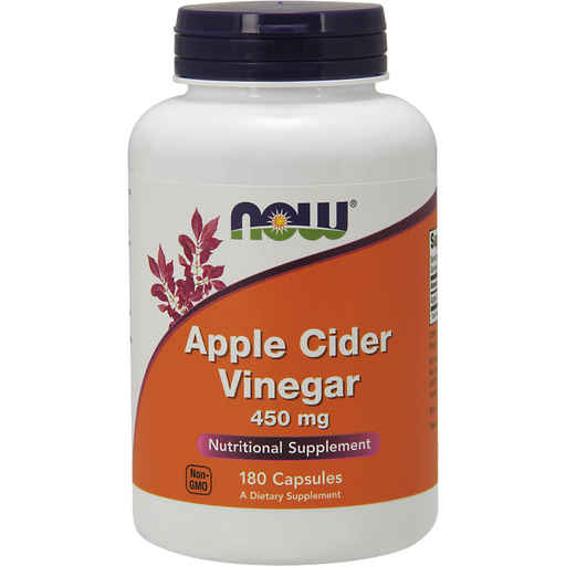 NOW Apple Cider Vinegar 450 mg, 180 veg capsules, front of bottle