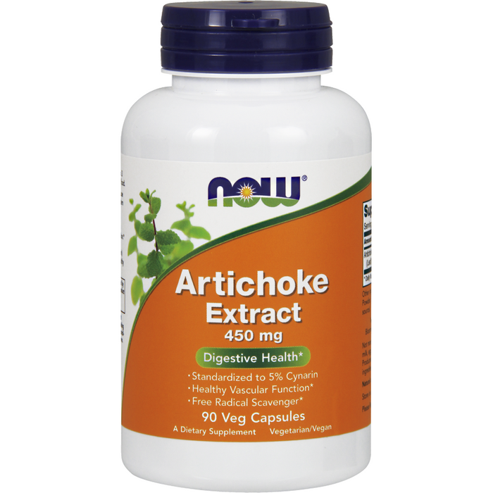 NOW Artichoke Extract 450 mg, 90 veg capsules, front of bottle