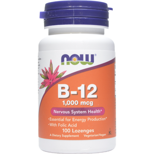 NOW B-12 1000 mcg, 100 lozenges, front of bottle