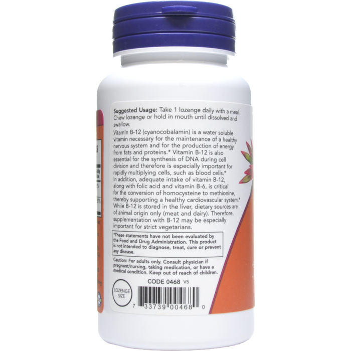 NOW B-12 1000 mcg 250 lozenges suggested use label