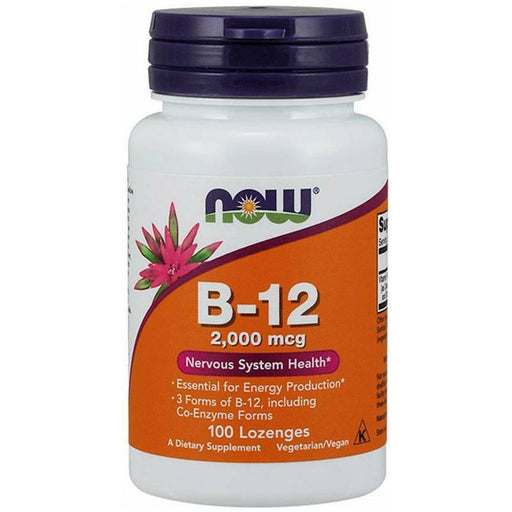 NOW B-12 2000 mcg, 100 lozenges, front of bottle