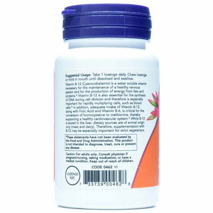 NOW B-12 5000 mcg 60 lozenges suggested use label