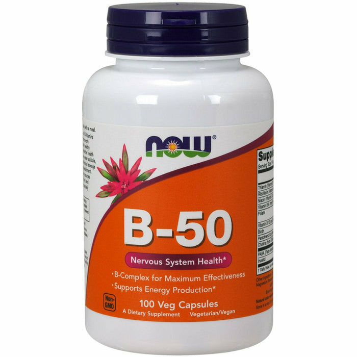 NOW B-50, 100 capsules, front of bottle