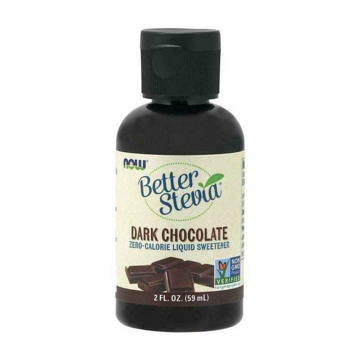 NOW Better Stevia Dark Chocolate, 2 oz, front of bottle