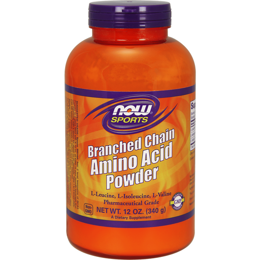 NOW Branched Chain Amino Acid Powder, 12 oz, front of jar