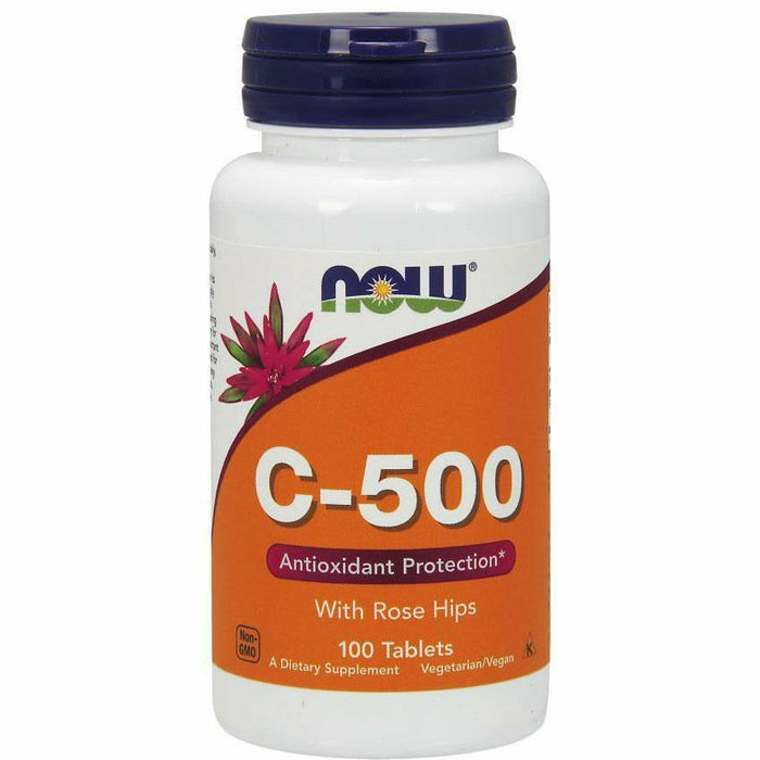 NOW C-500 with Rose Hips, 100 tablets, front of bottle