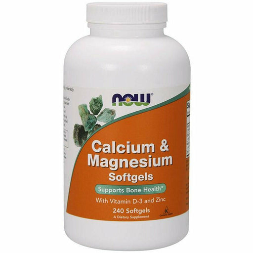 NOW Calcium & Magnesium, 240 softgels, front of bottle