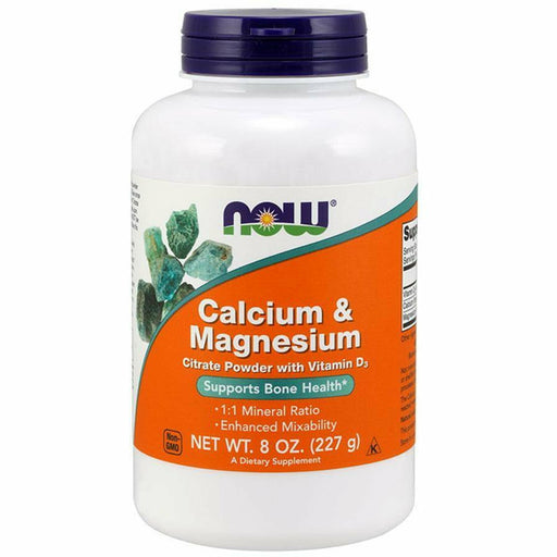 NOW Calcium & Magnesium Powder, 8 oz, front of jar