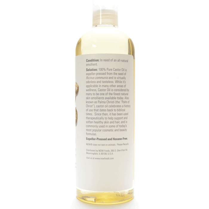 NOW Castor Oil 16 fl oz back label