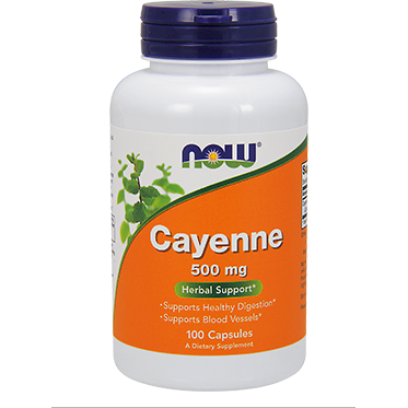NOW Cayenne 500 mg, 100 capsules, front of bottle
