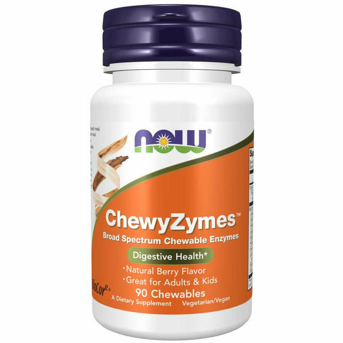 NOW ChewyZymes, 90 chewable tablets, front of bottle