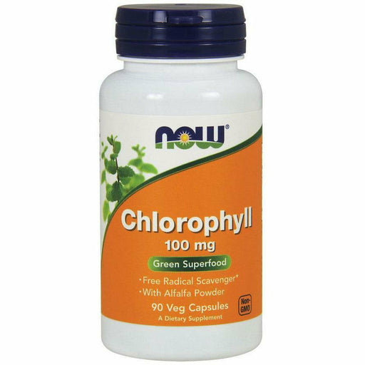 NOW Chlorophyll 100 mg, 90 capsules, front of bottle