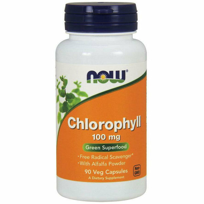 NOW Chlorophyll 100 mg, 90 capsules, front of bottle