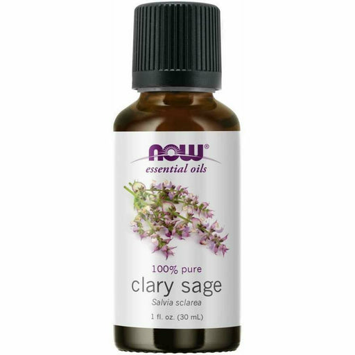 NOW Clary Sage Oil, 1 oz, front of bottle