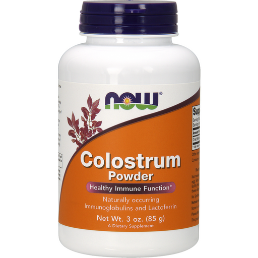 NOW Colostrum 100% Pure Powder, 3 oz, front of jar