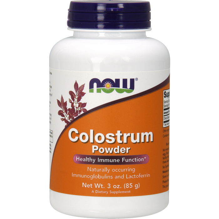 NOW Colostrum 100% Pure Powder, 3 oz, front of jar