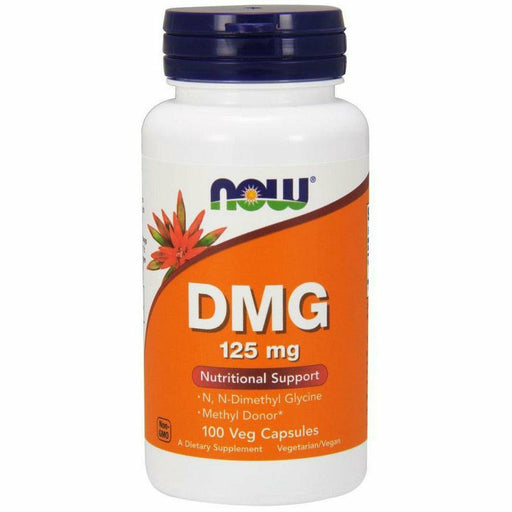 NOW DMG 125 mg, 100 capsules, front of bottle