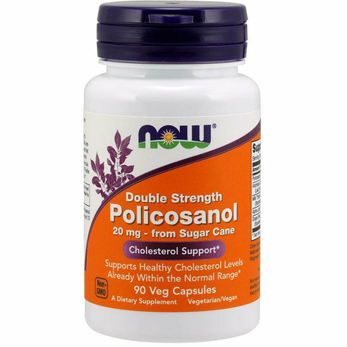 NOW Double Strength Policosanol, 90 veg capsules, front of bottle