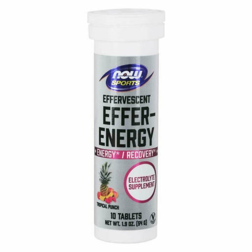 NOW Effer-Energy Tropical Punch, 10 tablets, front of tube