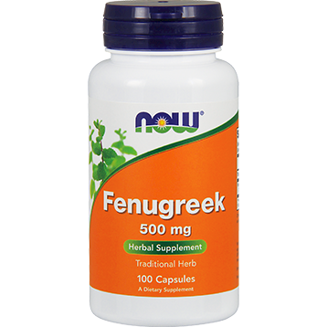 NOW Fenugreek 500 mg, 100 capsules, front of bottle