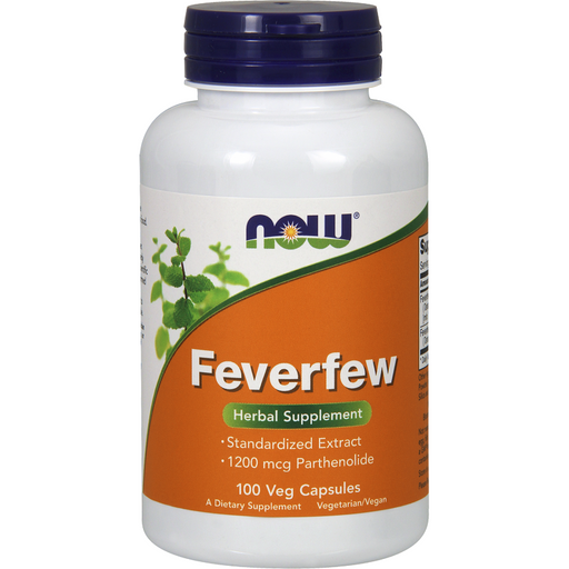 NOW Feverfew, 100 capsules, front of bottle