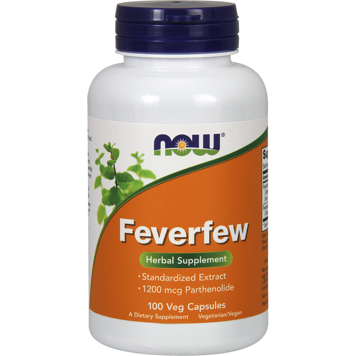 NOW Feverfew, 100 capsules, front of bottle