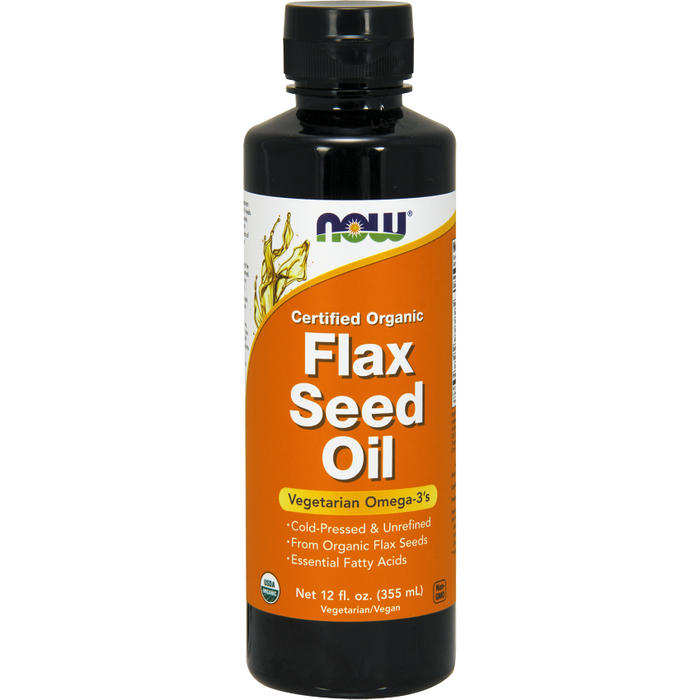 NOW Flax Seed Oil, 12 fl oz, front of bottle
