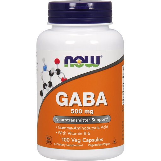 NOW GABA 500 mg, 100 capsules, front of bottle