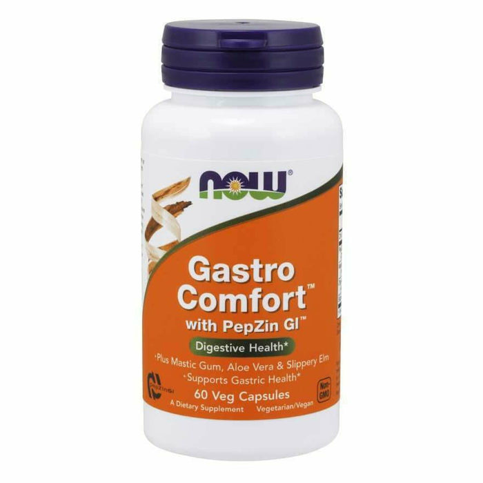 NOW Gastro Comfort w/ PepZin GI, 60 veg capsules, front of bottle