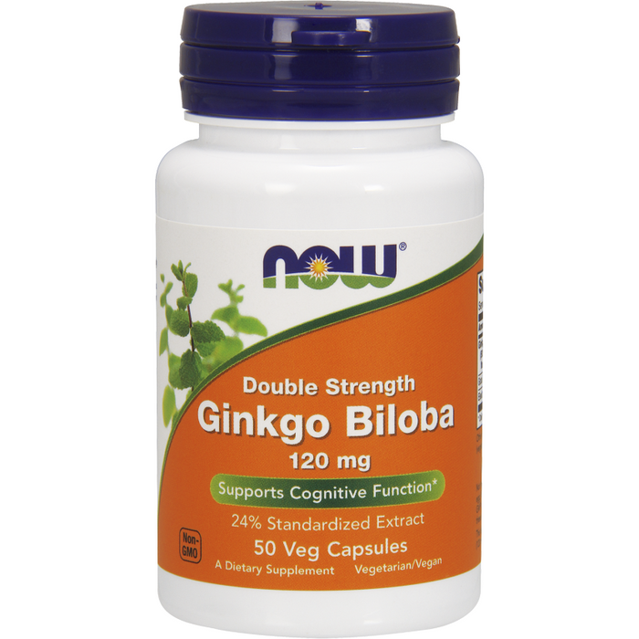 NOW Ginkgo Biloba 120 mg, 50 veg capsules, front of bottle