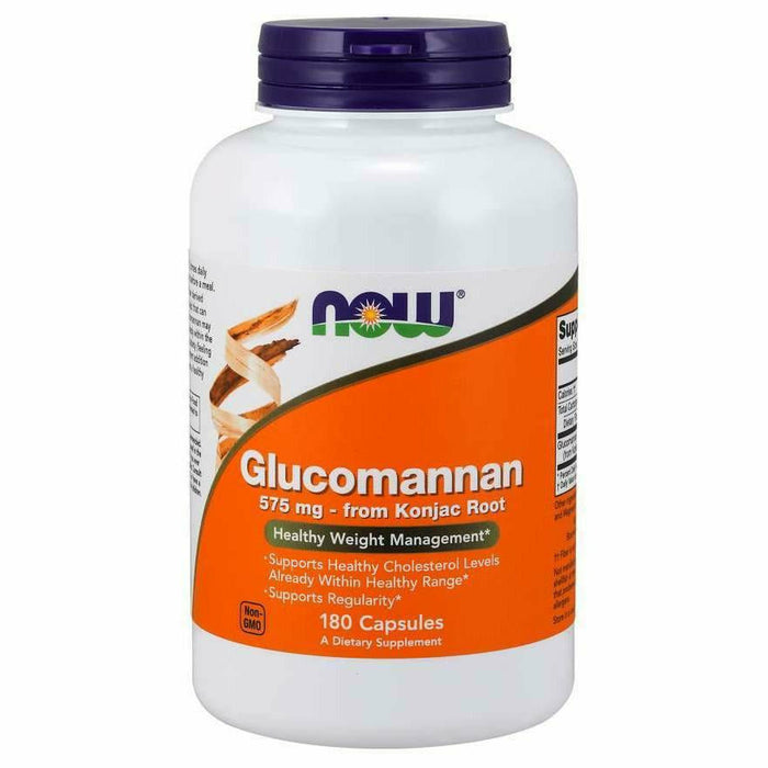 NOW Glucomannan 575 mg, 180 capsules, front of bottle