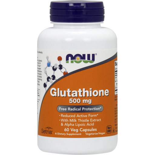 NOW Glutathione 500 mg, 60 veg capsules, front of bottle
