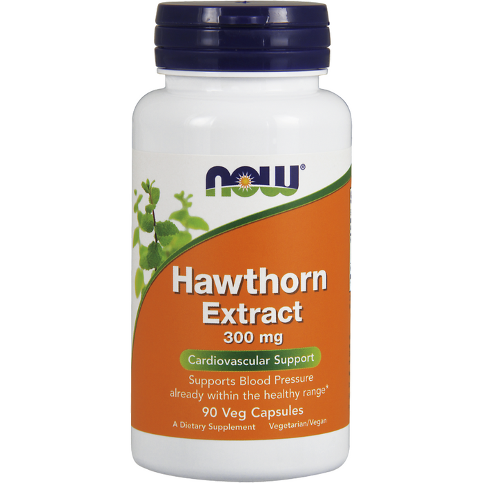 NOW Hawthorn Extract 300 mg, 90 veg capsules, front of bottle