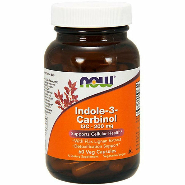 NOW Indole-3-Carbinol 200 mg, 60 veg capsules, front of bottle