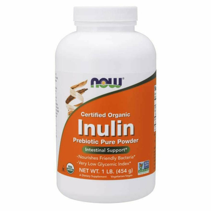 NOW Inulin Prebiotic Pure Organic, 162 servings, front of jar