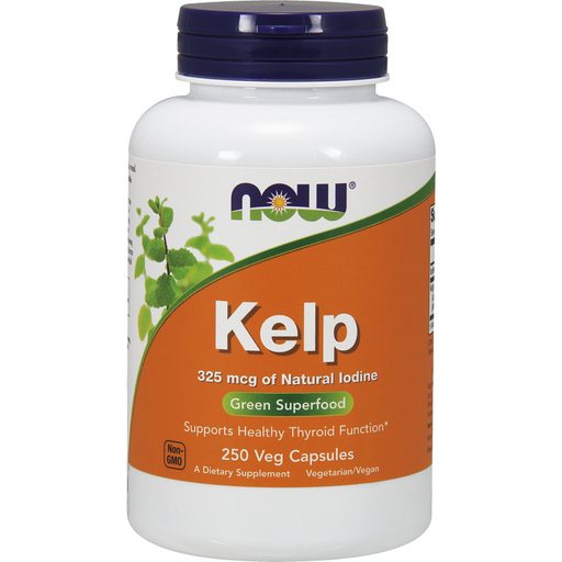 NOW Kelp Caps 325 mcg, 250 veg capsules, front of bottle