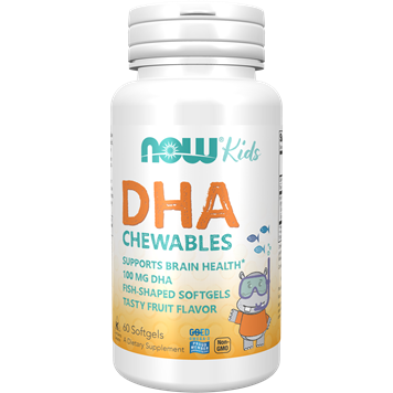 NOW Kids Chewable DHA 100 mg, 60 softgels, front of bottle