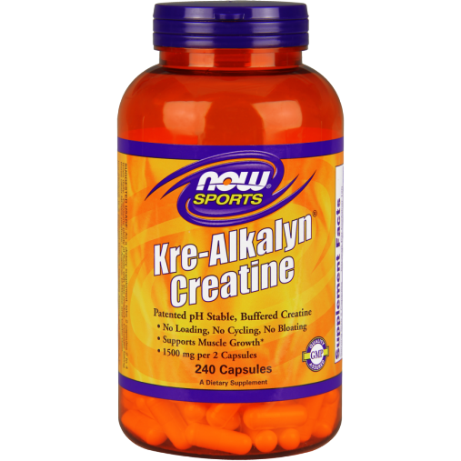 NOW Kre-Alkalyn Creatine, 240 capsules, front of bottle