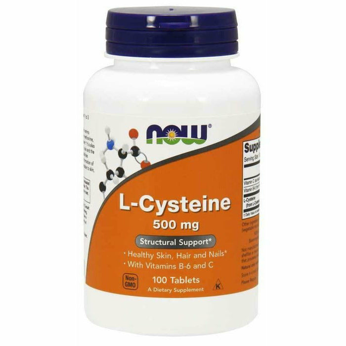 NOW L-Cysteine 500 mg, 100 tablets, front of bottle