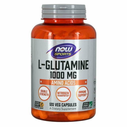 NOW L-Glutamine 1000 mg, 120 capsules, front of bottle