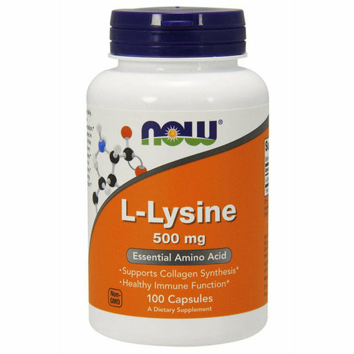 NOW L-Lysine 500 mg, 100 capsules, front of bottle