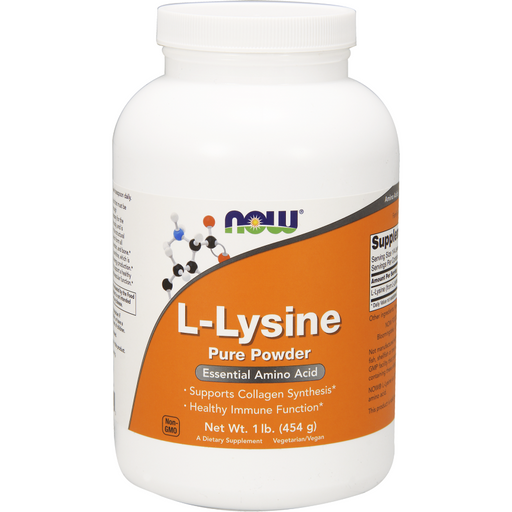 NOW L-Lysine Powder, 1 lb, front of jar